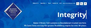 Law Firm website Bundaberg - Baker O'Brien Toll Lawyers