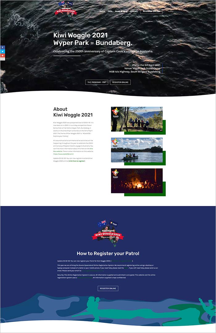 Kiwi Woggle 2021 website - Scouts Queensland