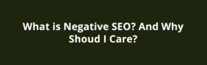 What is Negative SEO? And Why Shoud I Care?